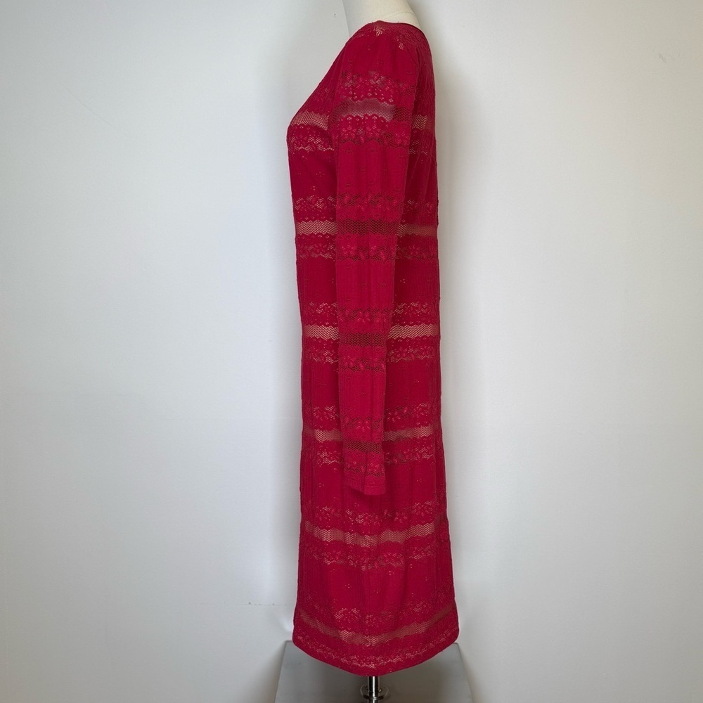 BCBGMaxAzria ‘Tanya’ Stripe Lace Dress In Sangria Women’s Size Medium Tall - Picture 4 of 16